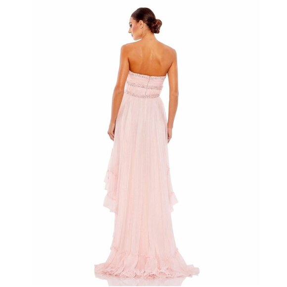 NWT Mac Duggal Beaded Ruffle High Low Gown Ice Pink 2 #7991 - Picture 5 of 10